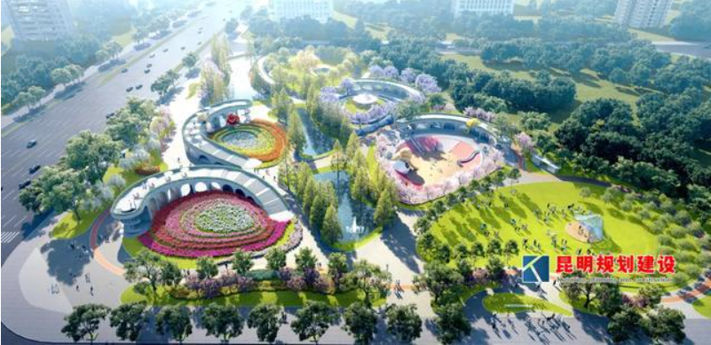 戏水、沙池、花海通通都有，昆明又多一个城市公园，开放时间→..