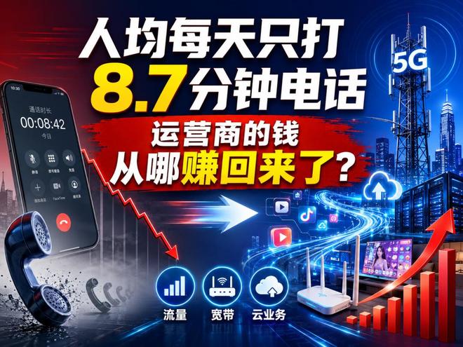 人均每天8.7分钟电话：不爱通话的十几年，运营商钱从哪赚回来..